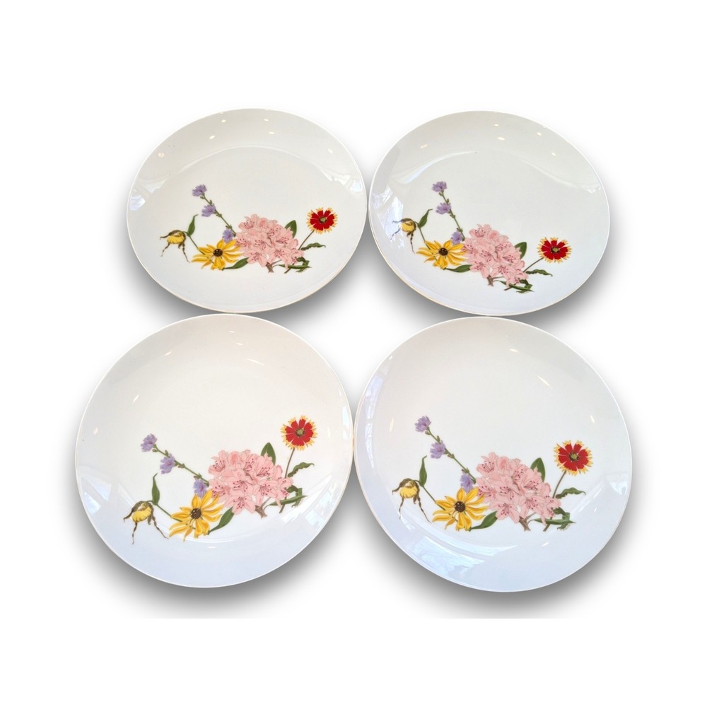 Vintage Set of 4 Otagiri American Wildflowers New England Salad Plates 8.25"